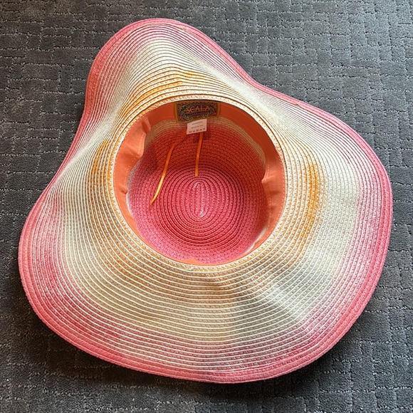 NWOT Scala Collezione Packable Straw Raffia Hat Tangerine Orange Watermelon Pink - Picture 10 of 16